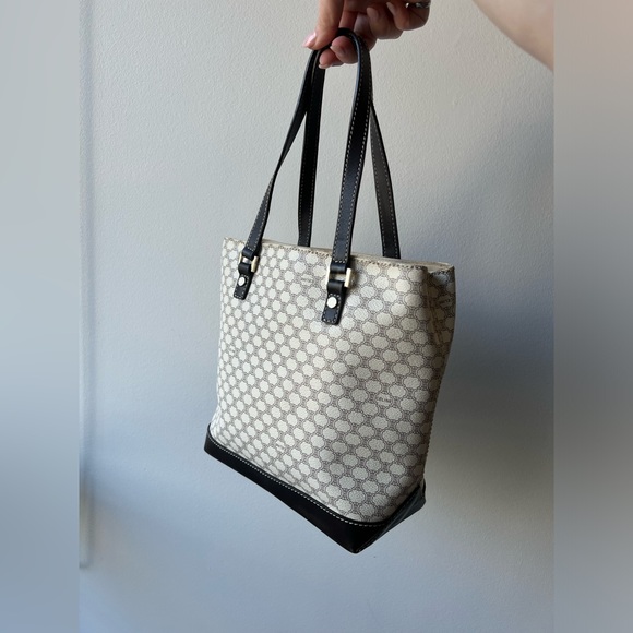 Vintage Celine Macadam Leather Shoulder Bag in White & Dark Brown - Picture 2 of 16